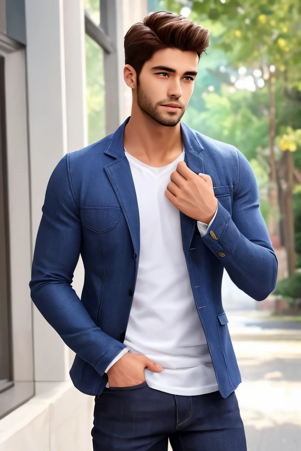 Taiwanese handsome,Front half body,Handsome facial features,