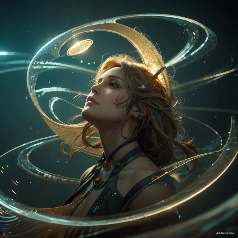 Expanding science fiction, fibonacci, Complex, very detailed, digital painting, art station, concept art, rich colors, Smooth, sharp focus, figure, unreal engine 5, 8K, art germ、Greg Rutkowski、Art by Alphonse Mucha