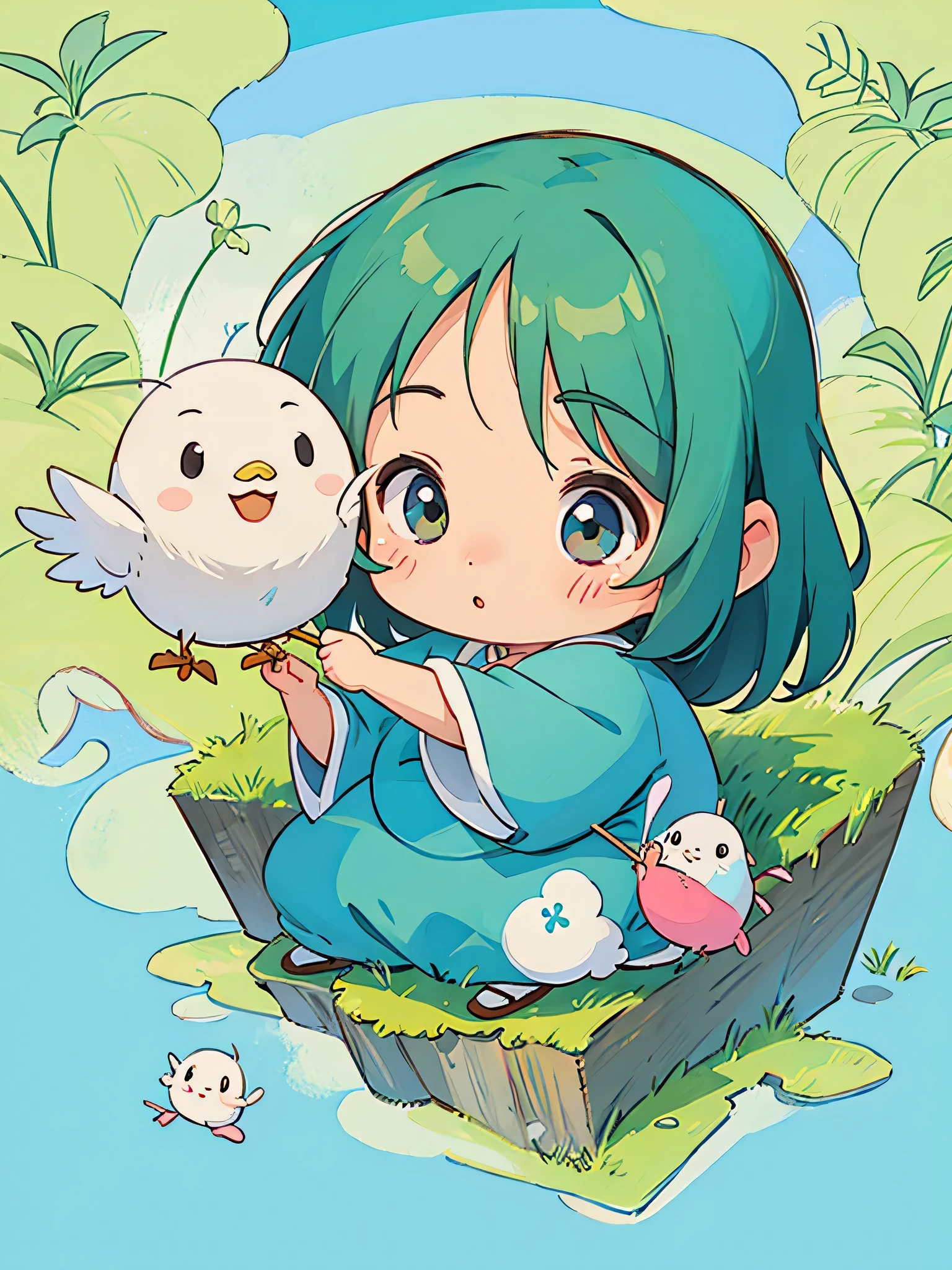 hayao Miyazaki、Kawaii Design, most beautiful girl ever、Chibi, birdie、High walls