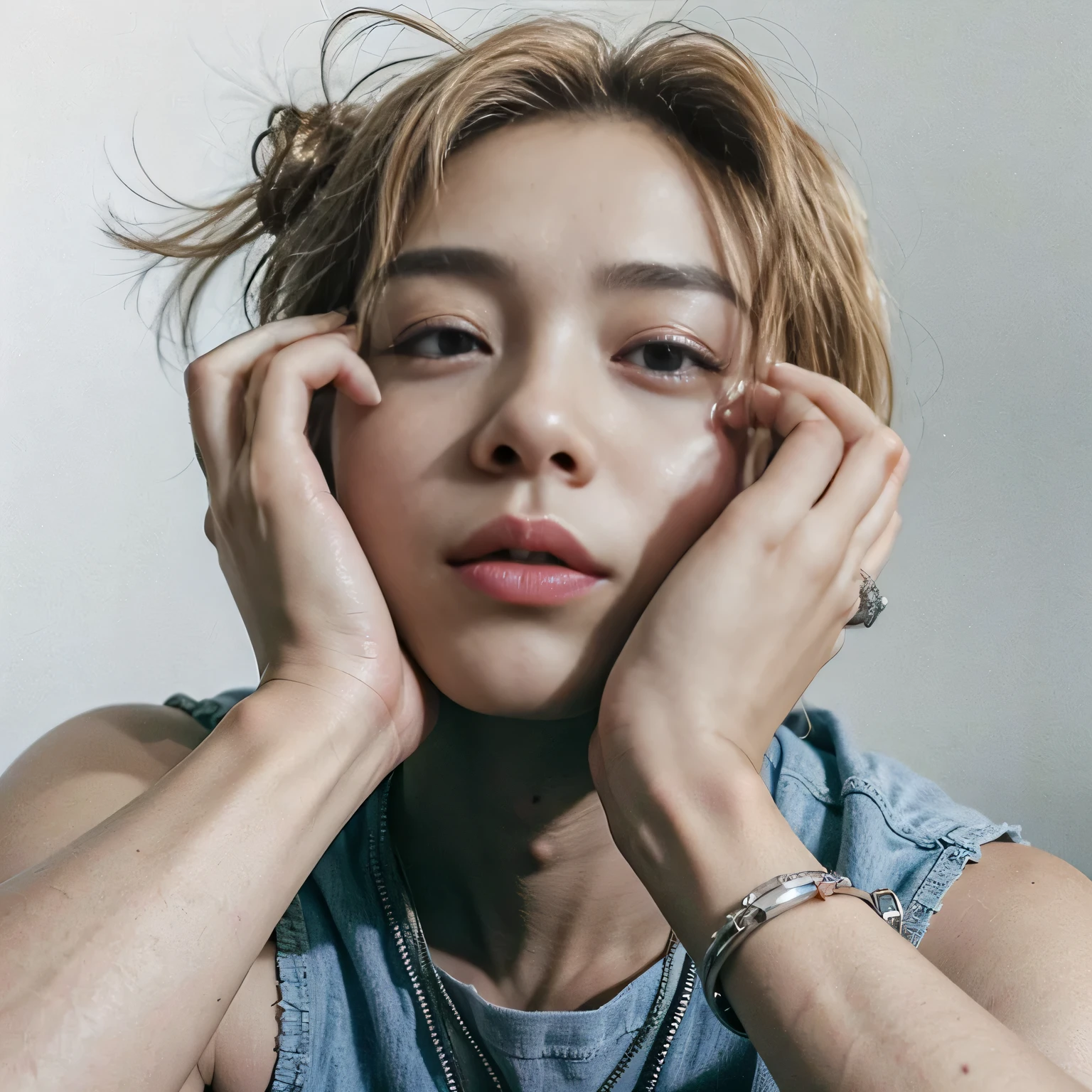 um close de uma pessoa vestindo uma jaqueta preta e uma jaqueta vermelha e branca, Ulzzang inteligente, Kim Doyoung, 1 menino de 7 anos com rosto magro, kanliu666, Inspirado por Bian Shoumin, Cai Xukun, Yanjun Chengt, pale korean adorable face, Jinyoung Shin, homem sul-coreano, cute japanese demon boy