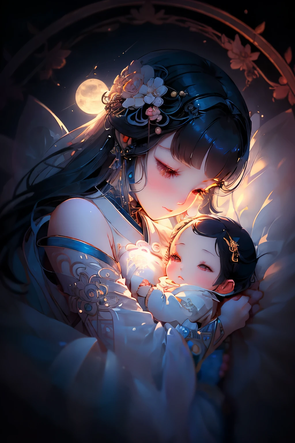 In the serene stillness of a dreamy night, a delicate and whimsical composition unfolds before your very eyes. A 2D animation, reminiscent of Japanese girls' manga, captivates your senses as you behold the enchanting scene.

A baby's brace adorned with the shape of a crescent moon rests gently on a soft, pale shoulder. This gossamer-thin accessory, with its surreal quality, shimmers softly under the glowing moonlight. Each intricately designed curve and line exudes an ethereal dreaminess that warms the heart and calms the soul.

As you touch the shoulder, the delicate