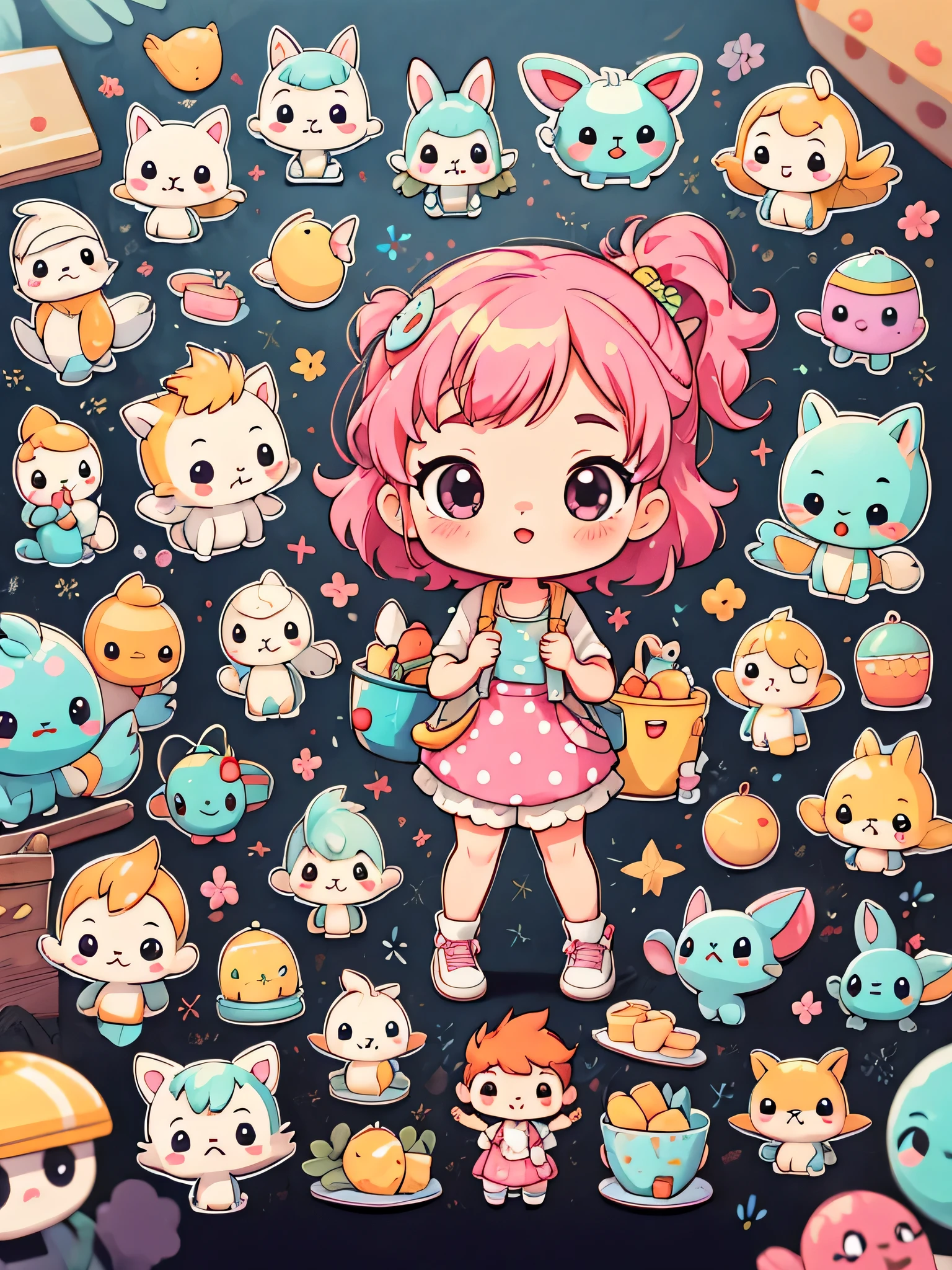 Akira Toritani Style, Kawaii Design, most beautiful girl ever、Chibi, cute alien、picnic
