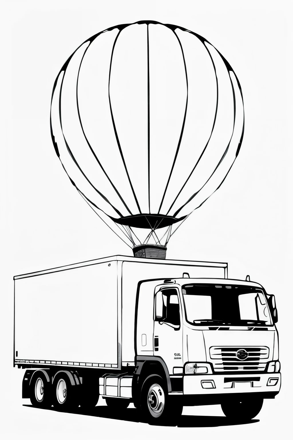 a coloring page of A Hot Air Balloon Carrier Truck