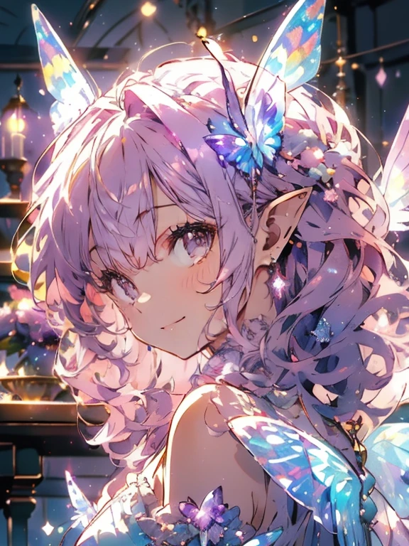 (masterpiece、highest quality、very detailed、beautiful、Exquisite、16k、Full HD)、((whole body))、((white background))、((smile、Happy:1.5))、((frills、Rhinestone、amethyst) 、Sparkling purple fluffy layered ball gown))、((Show off your dress:1.5))、((butterfly wings))、(amethystティアラ、amethystチョーカー、amethystイヤリング、amethystシューズ、)、(pink medium hair、Blown by the wind、fluffy hair)、(white skin、Lavender eyes、long eyelashes、Big eyes、Pale pink cheeks、pointed ears)、dazzling light、warm lighting、(pastel colour、table top、art station、fantasy art:1.2) 、

