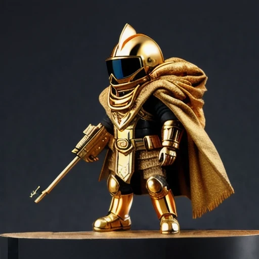 Brilliant Gold Diamond Maya Star((armor))Copper weapons, Burlap Cloak Mummy Hood Platinum Silk Cyberpunk Light Crossbow Space Station 1:60 miniature models, illustration, Side view, (Side view), Wear gold-rimmed reflective sunglasses, Carrying future weapons, very happy, Side view, whole body, 3d, (nautilus) octane rendering, perfect appearance, Collagen protein(((Isometric art)))
