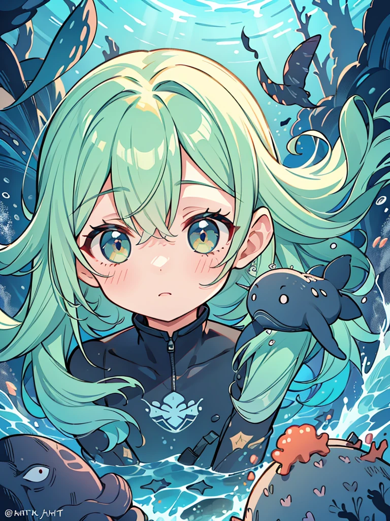 (((No humans)))、An alien tentacle creature with tentacles branching out from a central body with a single large eye、From the side