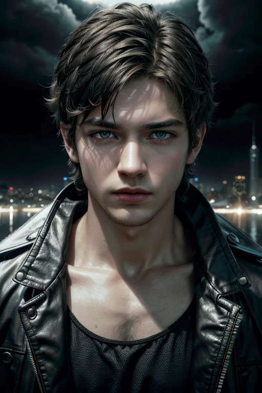 Unbeatable masterpiece, Ultra photo realsisim, Perfect artwork, Intricate details, Best quality, Strong light, High contrast, Cyberpunk, Quantum punk, Nano punk, (Machinary:1.4)(Masterpiece) , (Best quality) , (extremely detailed wallpaper CG unity 8k) , (best character detail:1.36), marshes, Oppressive skies, white clouds , (delicated lines:1.24), ([Specular reflection water]:1.37) , (fantasy) , cumulonimbus clouds , (The oppressive atmosphere of the host:1.14) , (Cold light:1.2) , Color splattering , Colorful, White background, detailed eyes, cold eyes, detailed eyeshadows, blue eyes, Simple background, dark brown hair, 1boy, matured boy, (short hair:1.3), high high quality