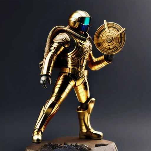 Brilliant Gold Diamond Maya Star((armor))Copper weapons, Burlap Cloak Mummy Hood Platinum Silk Cyberpunk Light Crossbow Space Station 1:60 miniature models, illustration, Side view, (Side view), Wear gold-rimmed reflective sunglasses, Carrying future weapons, very happy, Side view, whole body, 3d, (nautilus) octane rendering, perfect appearance, Collagen protein(((Isometric art)))