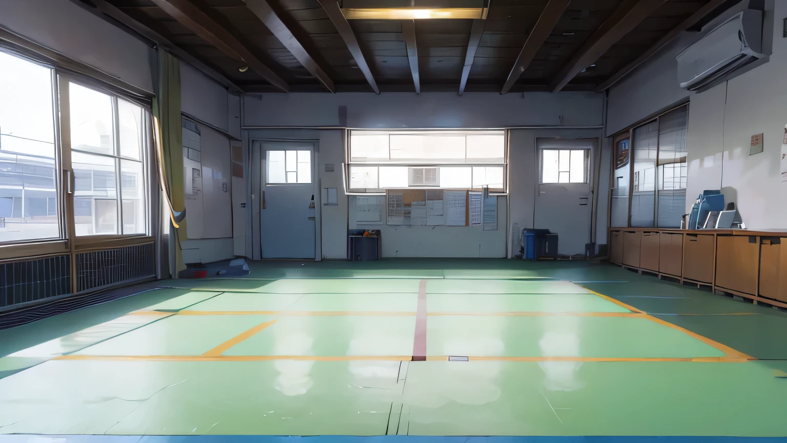 Judo court indoors、No humans needed