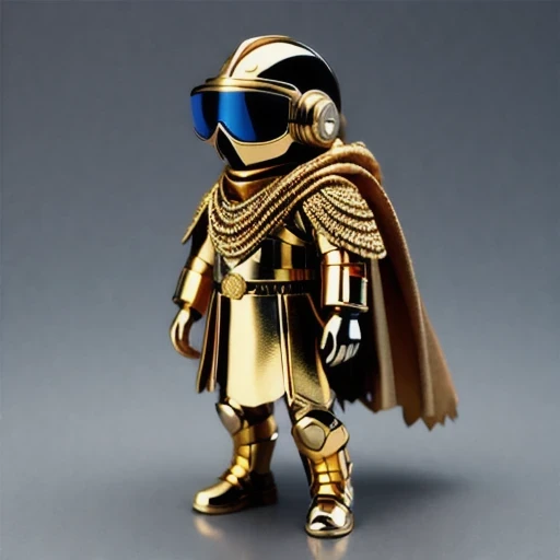 Brilliant Gold Diamond Maya Star（（armor））Copper weapons, Burlap Cloak Mummy Hood Platinum Silk Cyberpunk Light Crossbow Space Station 1:60 miniature models, illustration, Side view, (Side view), Wear gold-rimmed reflective sunglasses, Carrying future weapons, very happy, Side view, whole body, 3d, (Black and white checkered glasses) octane rendering, perfect appearance, Collagen protein（（（Isometric art）））