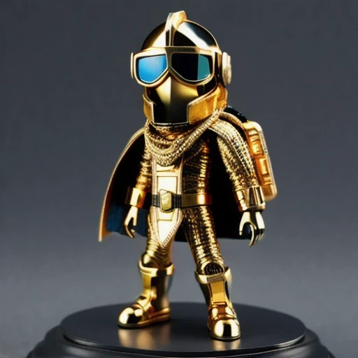 Brilliant Gold Diamond Maya Star((armor))Copper weapons, Burlap Cloak Mummy Hood Platinum Silk Cyberpunk Light Crossbow Space Station 1:60 miniature models, illustration, Side view, (Side view), Wear gold-rimmed reflective sunglasses, Carrying future weapons, very happy, Side view, whole body, 3d, (Black and white checkered glasses) octane rendering, perfect appearance, Collagen protein(((Isometric art)))