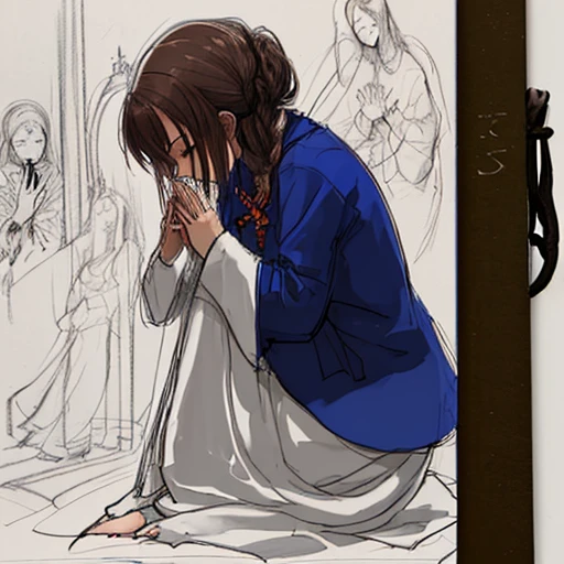 A sketch of a woman praying