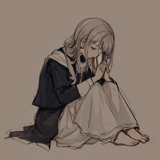 A sketch of a woman praying