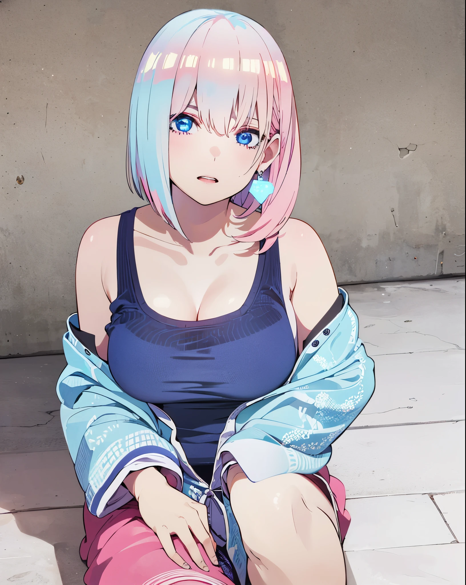 ichikanakano, ichika nakano, short hair, bangs, blue eyes, hair between eyes, pink hair, earrings, BREAK
(masterpiece:1.2), best quality, high resolution, unity 8k wallpaper, (illustration:0.8), (beautiful detailed eyes:1.6), extremely detailed face, perfect lighting, extremely detailed CG, (perfect hands, perfect anatomy),