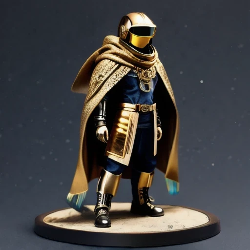 Brilliant Gold Diamond Maya Star((Rosewood))Copper weapons, Burlap Cloak Mummy Hood Platinum Silk Cyberpunk Light Crossbow Space Station 1:60 miniature models, illustration, Side view, (Side view), Wear gold-rimmed reflective sunglasses, Carrying future weapons, very happy, Side view, whole body, 3d, (Black and white checkered glasses) octane rendering, perfect appearance, Collagen protein(((denim)))