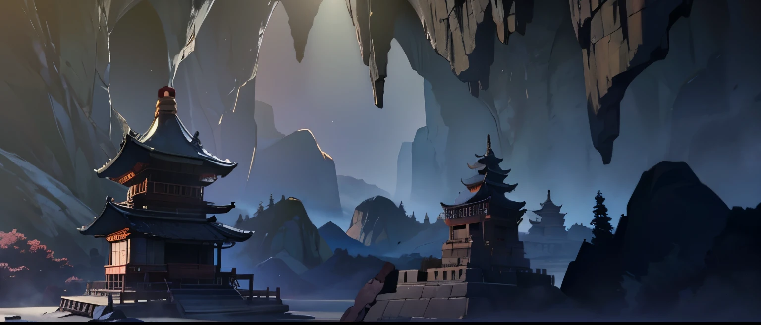 cave, Korean palace, stones, rubble, dark, darkness, cave, anime, background