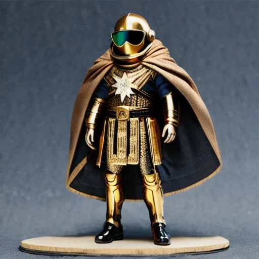 Brilliant Gold Diamond Maya Star（（Rosewood））Copper weapons, Burlap Cloak Mummy Hood Platinum Silk Cyberpunk Light Crossbow Space Station 1:60 miniature models, illustration, Side view, (Side view), Wear gold-rimmed reflective sunglasses, Carrying future weapons, very happy, Side view, whole body, 3d, (Black and white checkered glasses) octane rendering, perfect appearance, Collagen protein（（（denim）））