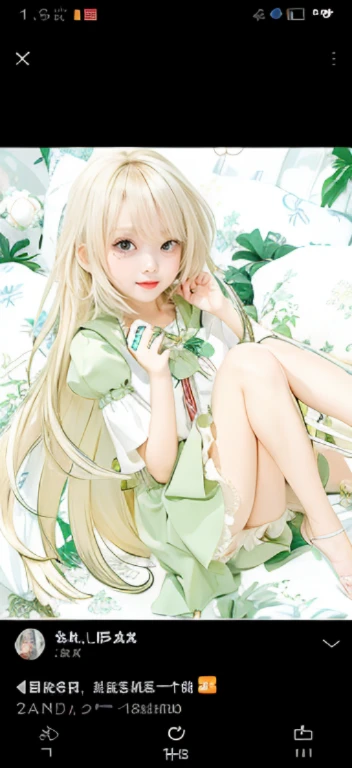 A young girl in a green short skirt,sitting on bed,Legs hugging knees,Showing genitals,shy,beauty,Lots of detail