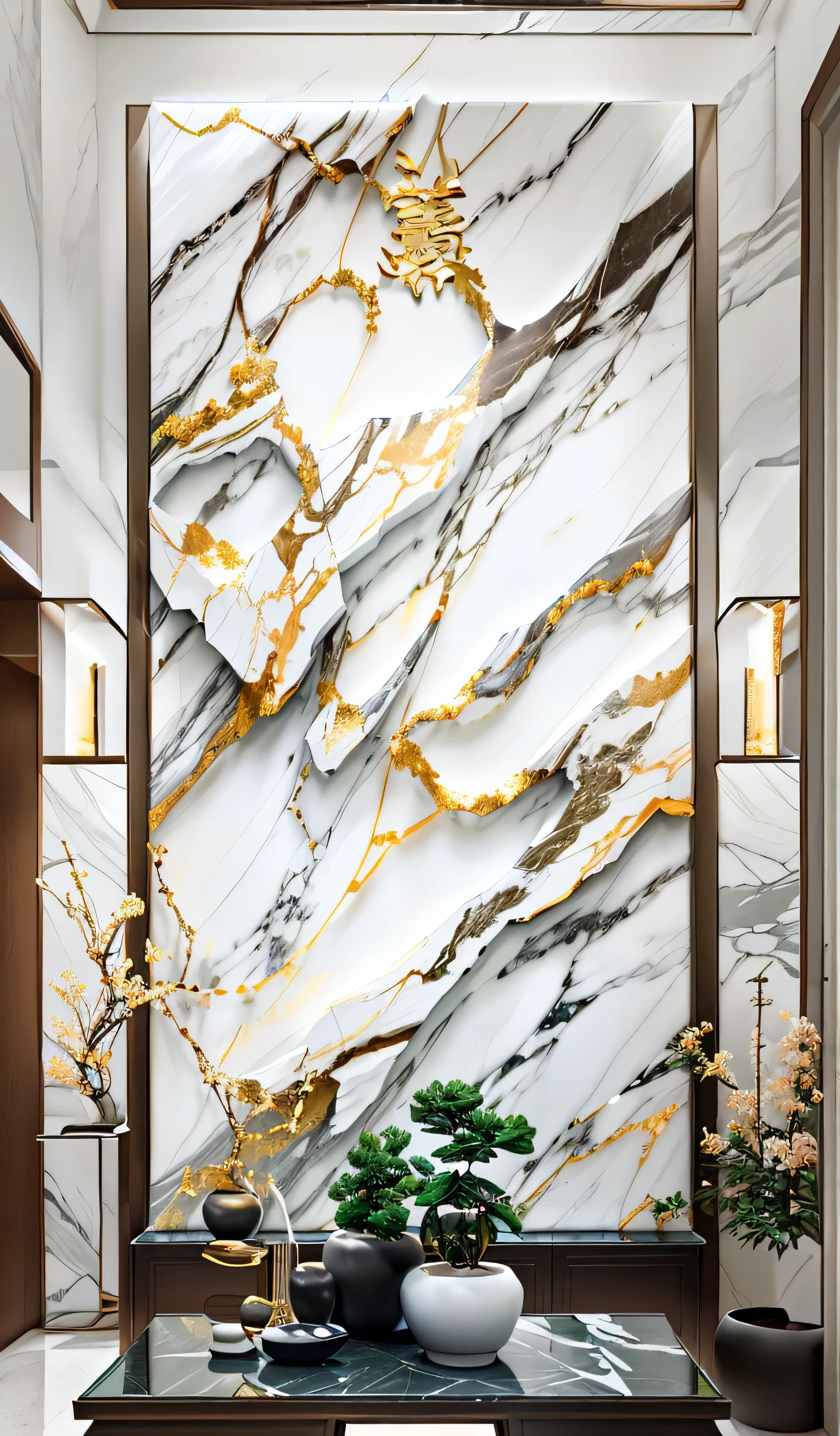 There is a marble wall in the living room,There is also a coffee table, marble wall, white karaka gold marble, Engraved marble textured silk cloth, white marble wall, 在一面大marble wall上, translucent stone white skin, white marble with gold accents, Heavenly marble, Stone, marble and pale gold, marble, marble reflection, White marble and gold
