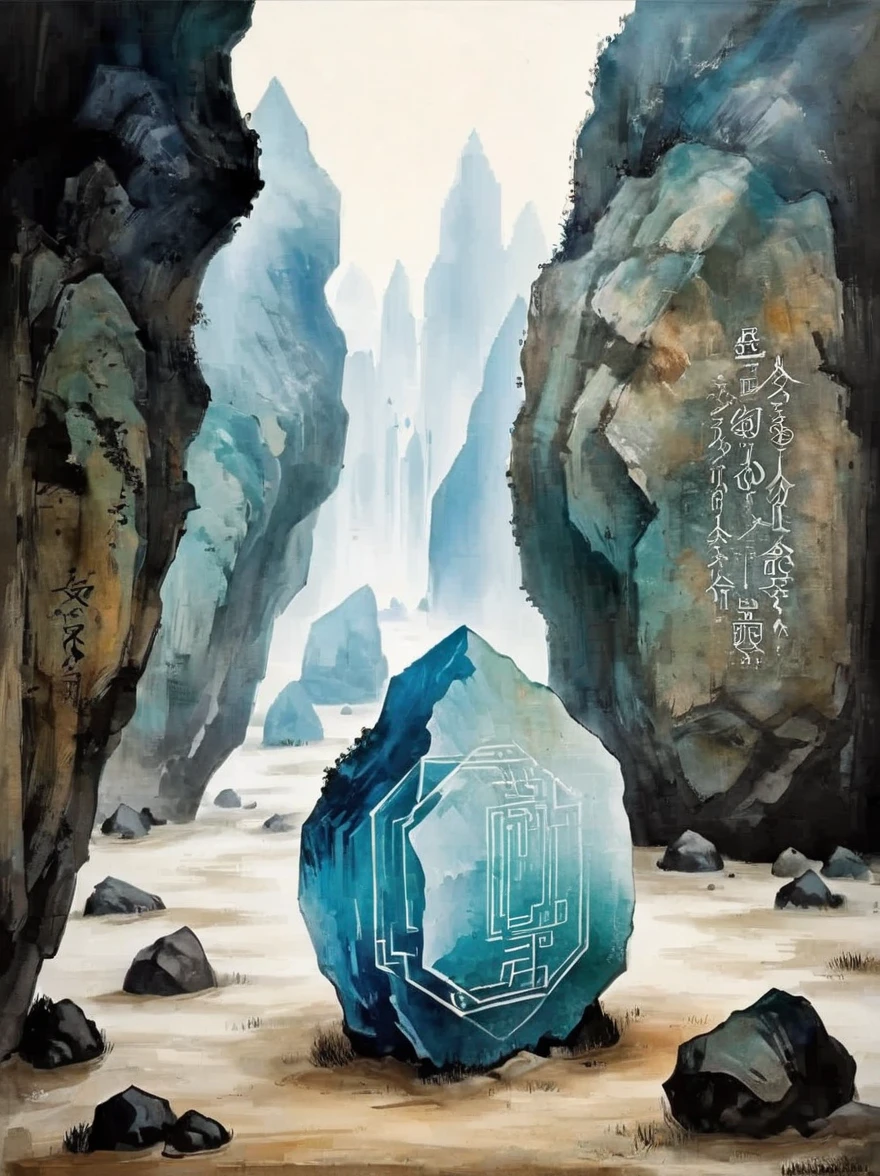 Unknown geometric remains，In the underground hole，A huge geometric ruin。Its shape is intricate，It seems to be the crystallization of wisdom beyond the times。Mysterious symbols are engraved on each boulder.，As if telling ancient secrets。And this is just the tip of the iceberg