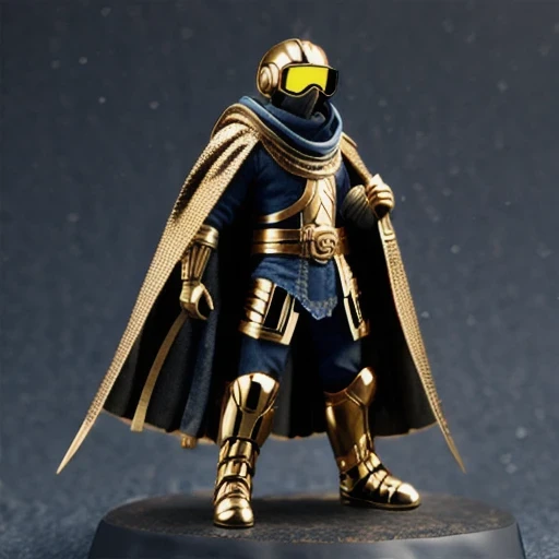 Brilliant Gold Diamond Maya Star（（Rosewood））Copper weapons, Burlap Cloak Mummy Hood Platinum Silk Cyberpunk Light Crossbow Space Station 1:60 miniature models, illustration, Side view, (Side view), Wear gold-rimmed reflective sunglasses, Carrying future weapons, very happy, Side view, whole body, 3d, (Black and white checkered glasses) octane rendering, perfect appearance, Collagen protein（（（denim）））