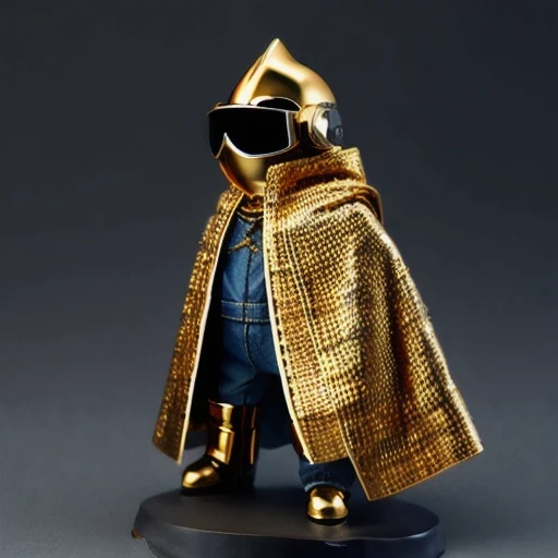 Brilliant Gold Diamond Maya Star（（Rosewood））Copper weapons, Burlap Cloak Mummy Hood Platinum Silk Cyberpunk Light Crossbow Space Station 1:60 miniature models, illustration, Side view, (Side view), Wear gold-rimmed reflective sunglasses, Carrying future weapons, very happy, Side view, whole body, 3d, (Black and white checkered glasses) octane rendering, perfect appearance, Collagen protein（（（denim）））