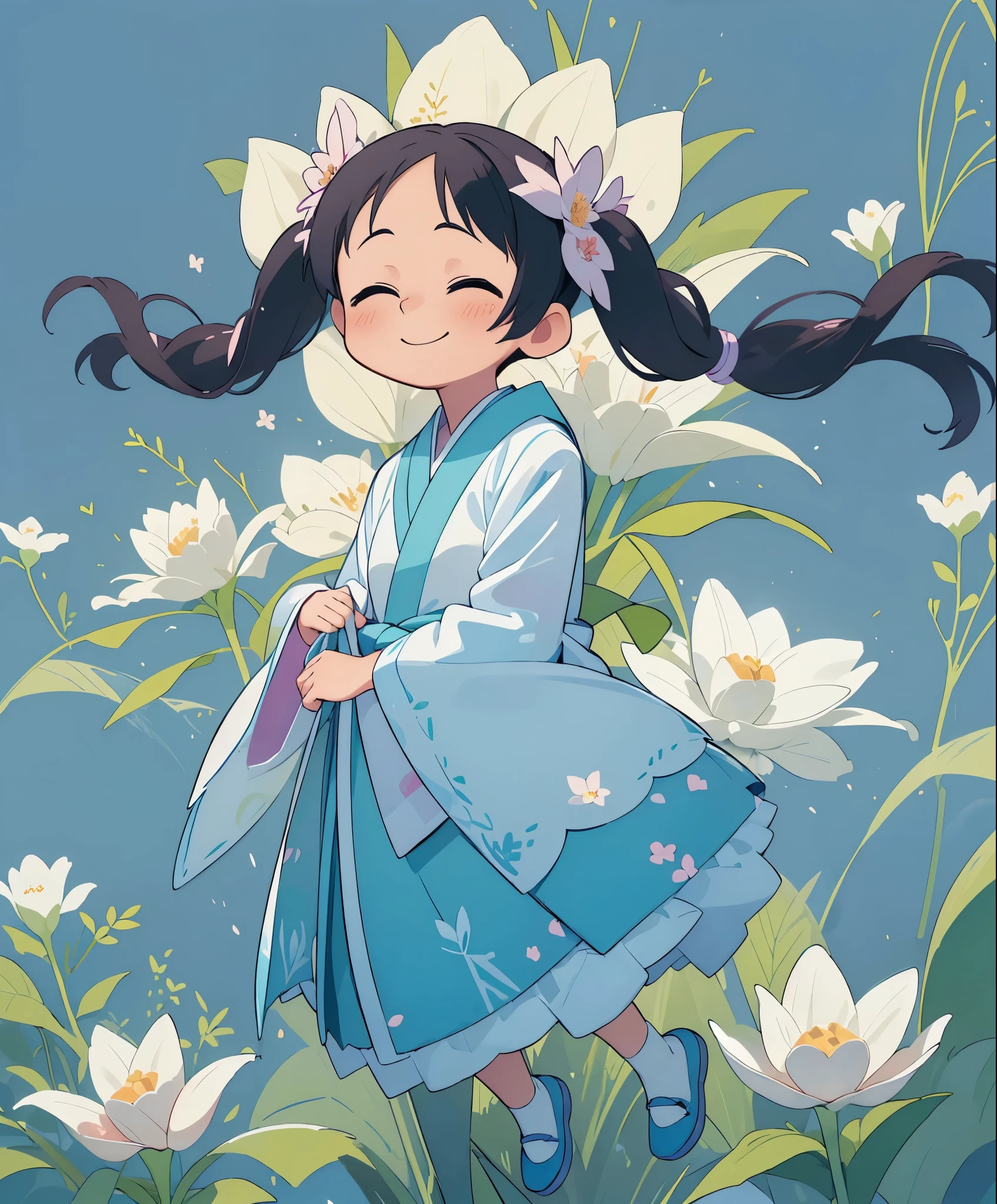 (masterpiece、highest quality、highest quality、official art、beautiful beautiful:1.2)、(1人のgirl:1.3)Hatsune Miku、twin tails,big breasts,(masterpiece:1.1), (highest quality:1.2), (Very detailed 1.2), (Maiden of Heaven:1.3), (See-through ribbon:1.0), (See-through shawl:1.0), (girl), (alone), full body, Ahoge, closed my eyes, prayer, (ピンクのtwin tails:1.3), (deformed:1.3), (chibi character:1.3), Japanese style, (flower background:1.2), archaic smile,