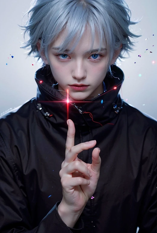guy, white hair, blue eyes,