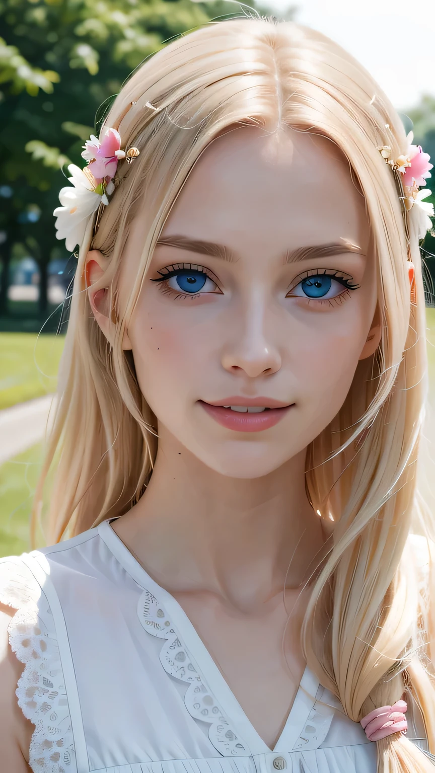 A girl in a garden, happy and carefree, with more smile, like a kid, surrounded by colorful flowers and butterflies. She has beautiful detailed eyes and lips that radiate joy. The garden is vibrant and blooming, filled with various types of flowers such as roses, sunflowers, and daisies. The girl is wearing a playful summer dress and has her hair adorned with a flower crown. The sunlight filters through the trees, casting warm rays of light on the scene. The atmosphere is enchanting and full of life. The artwork is crafted using a mixture of traditional painting techniques and digital illustration, creating a unique and vivid medium. The image quality is (best quality,4k,8k,highres,masterpiece:1.2) with ultra-detailed and realistic features. The colors are vivid and vibrant, enhancing the joyful and youthful atmosphere. The lighting is soft and natural, creating a warm and inviting ambiance.