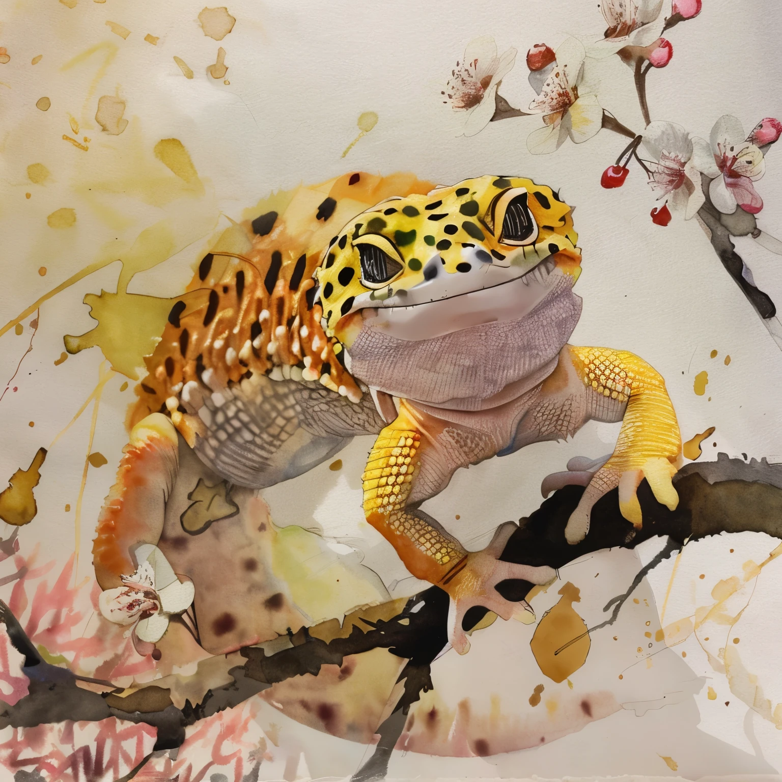 Leopard Gecko、Watercolor-like