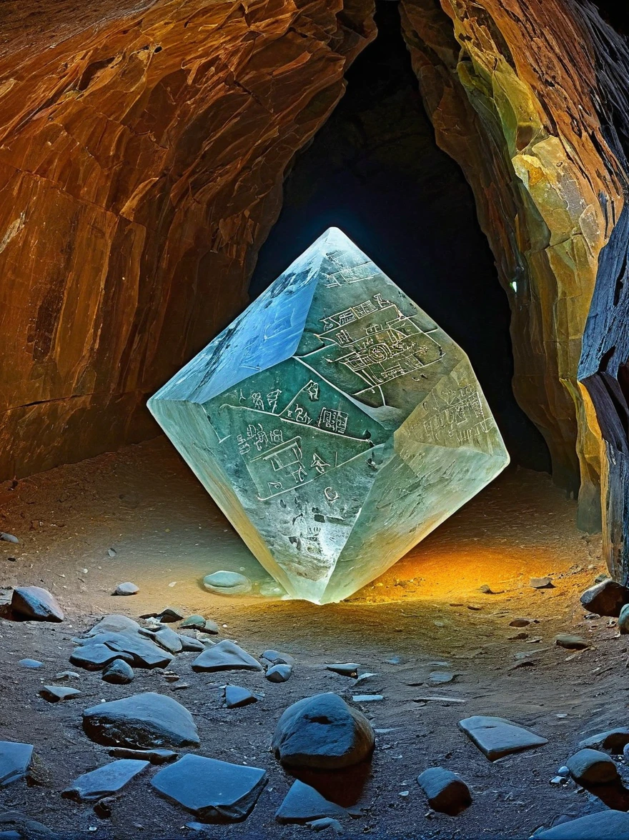 Unknown geometric remains，In the underground hole，A huge geometric ruin。Its shape is intricate，It seems to be the crystallization of wisdom beyond the times。Mysterious symbols are engraved on each boulder.，As if telling ancient secrets。And this is just the tip of the iceberg