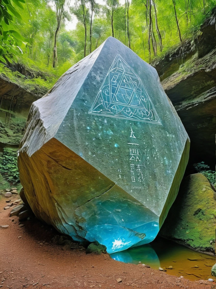 Unknown geometric remains，In the underground hole，A huge geometric ruin。Its shape is intricate，It seems to be the crystallization of wisdom beyond the times。Mysterious symbols are engraved on each boulder.，As if telling ancient secrets。And this is just the tip of the iceberg