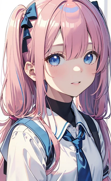 (masterpiece、top-quality、8k size wallpaper、offcial art)、(face focus:1.6,portrait,upper body:1.6)、(1girl),(Open wide and laugh),cute face,blue eyes、twintails、
,(stand),
,(sexy body),(school uniform),(long fluorescence pink hair1.3), (small breasts)、
、fluorescence、classroom,JK、