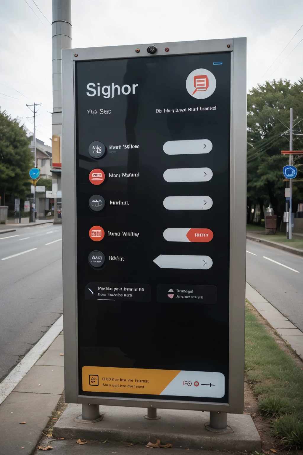 bus stop sign with animated icons with audio for the blind