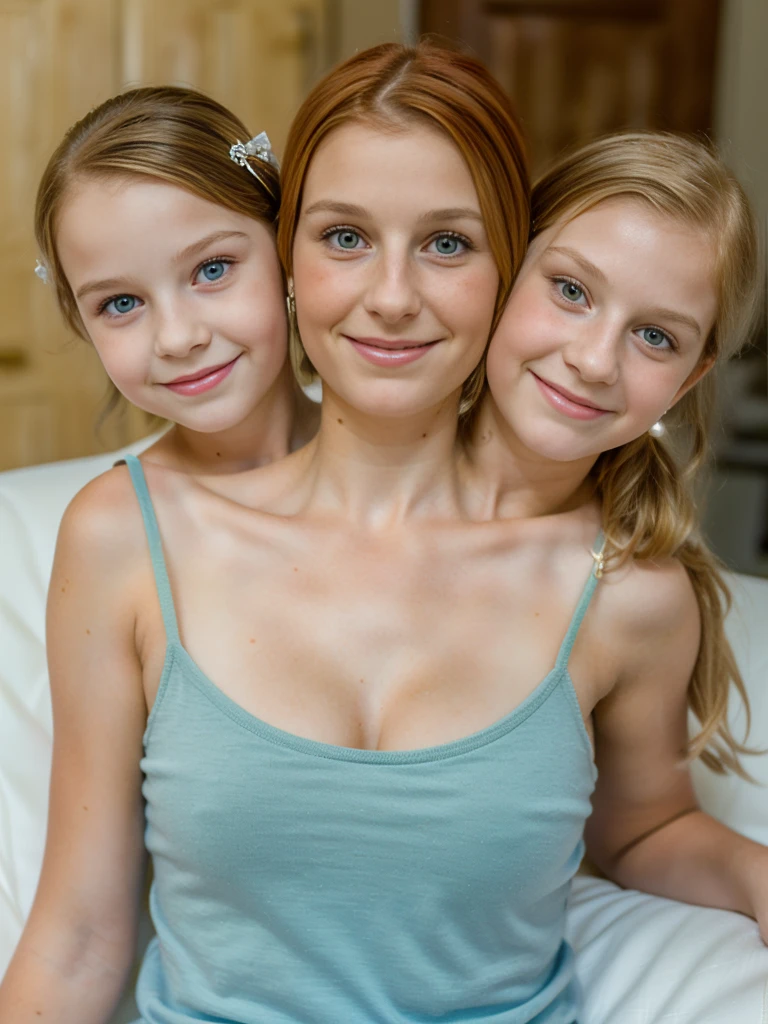3heads, three headed girl, (a old girl and a 12 yearrl:1.5), (a 35 year old woman:1.5), (one blonde and one brunette:1.3), (conjoined:1.5), (one redhead:1.2)