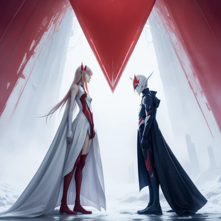 darling in the franxx、zero two、1people、character、In detail、正確なcharacter、front、Are standing、full body image、Vast space、looking here