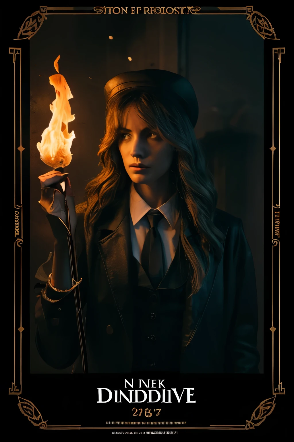 (front pin), (in the dark:1.6), Surrealist portraits of women by David Hockney and Alphonse Mucha, fantasy art, photo-realistic, dynamic lighting, art station, poster, volume lighting, highly detailed face, 4k, Award history, 1 girl, in the dark, deep shadow, discreet key, cowboy shot, (official attire:1.4), long hair, gray hair