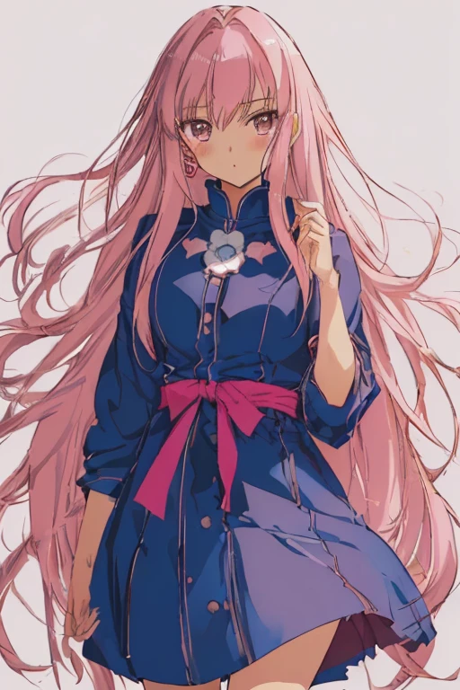 (EYESHIELD 21),
original girl,
(masterpiece, highest quality, highest quality, official art, beautiful and aesthetic,1 girl,:1.5),
(Maximum softness:1.2),
(cute illustration:1.5),
(1 girl: 1.3), V
iewers are watching, (pink long hair),high quality, ((simple background)),