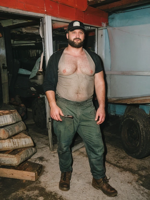 
beefy turkish construction worker, very hairy, macho, hilbilly, ugly, mustache, stubble beard, rough, ragedy, full body shot, daily life, natural scene, 
 hot photo, erotic photo RAW candid cinema,16mm,color graded portra 400 film,remarkable color,ultra realistic,textured skin,remarkable detailed pupils,realistic dull skin noise,visible skin detail,skin fuzz,dry skin,shot with cinematic camera
