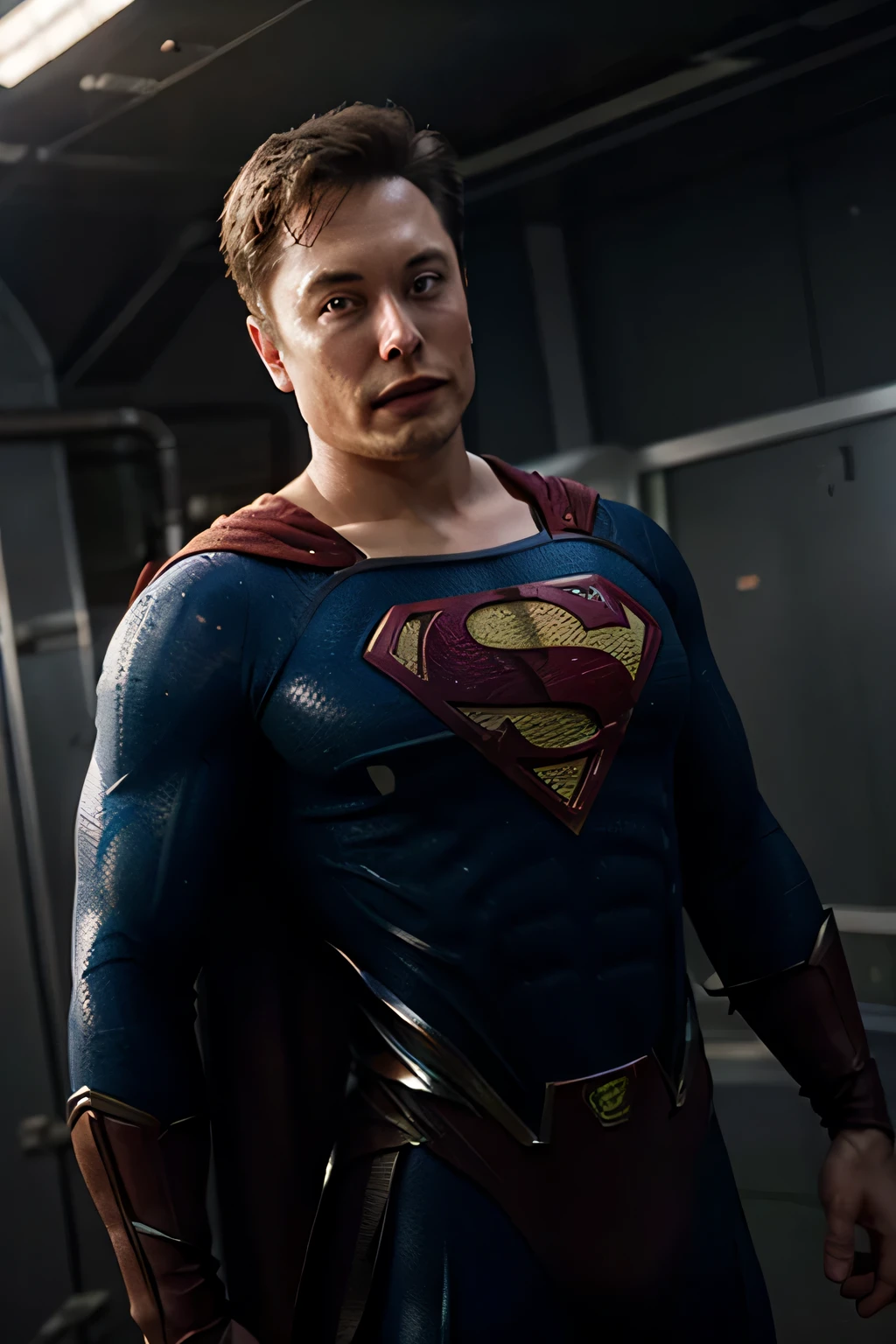 elon musk superman , com uniforme tradicional, do superman, Man of Steel. 
