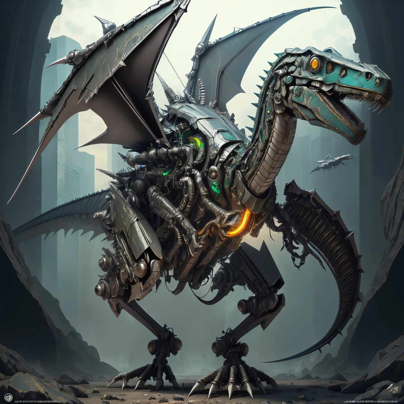 ((best quality)), ((masterpiece)), (detailed), absurdres, ultra high res, <lora:Mech4nim4lAI:.9> Mech4nim4lAI [dragon :robot:.5]