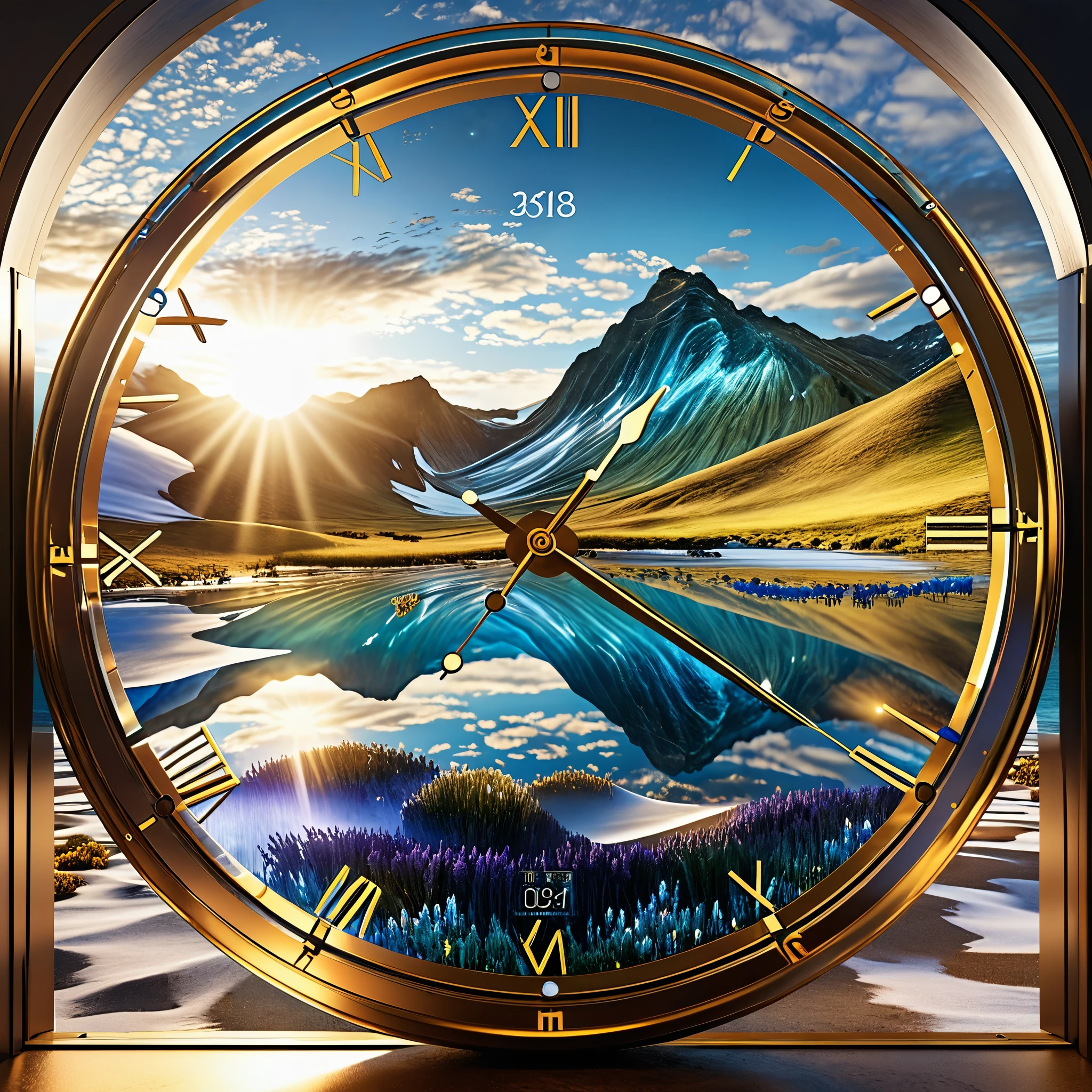 Dive into the concept of time as an abstract, visually captivating entity. Generate a photorealistic image where the Microsoft Teams classic calendar becomes a dynamic, surreal landscape. The days and events unravel like an intricate tapestry, revealing glimpses of alternate realities. Experiment with UHD and 8K resolutions to enhance the minute details, creating a captivating exploration of time's fluidity and complexity.