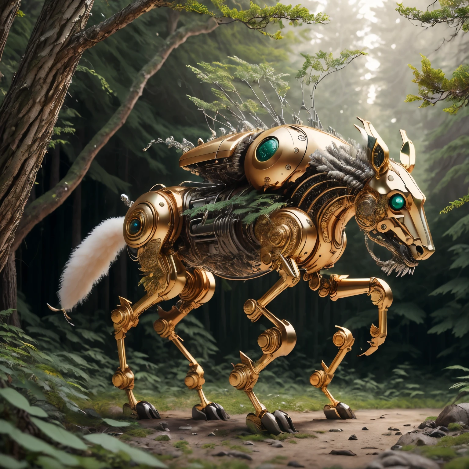 (最high quality, masterpiece, high detail), (8K, high quality, surreal), クラーケンのサイボーグ Mech4nim4lAI, (forest), 