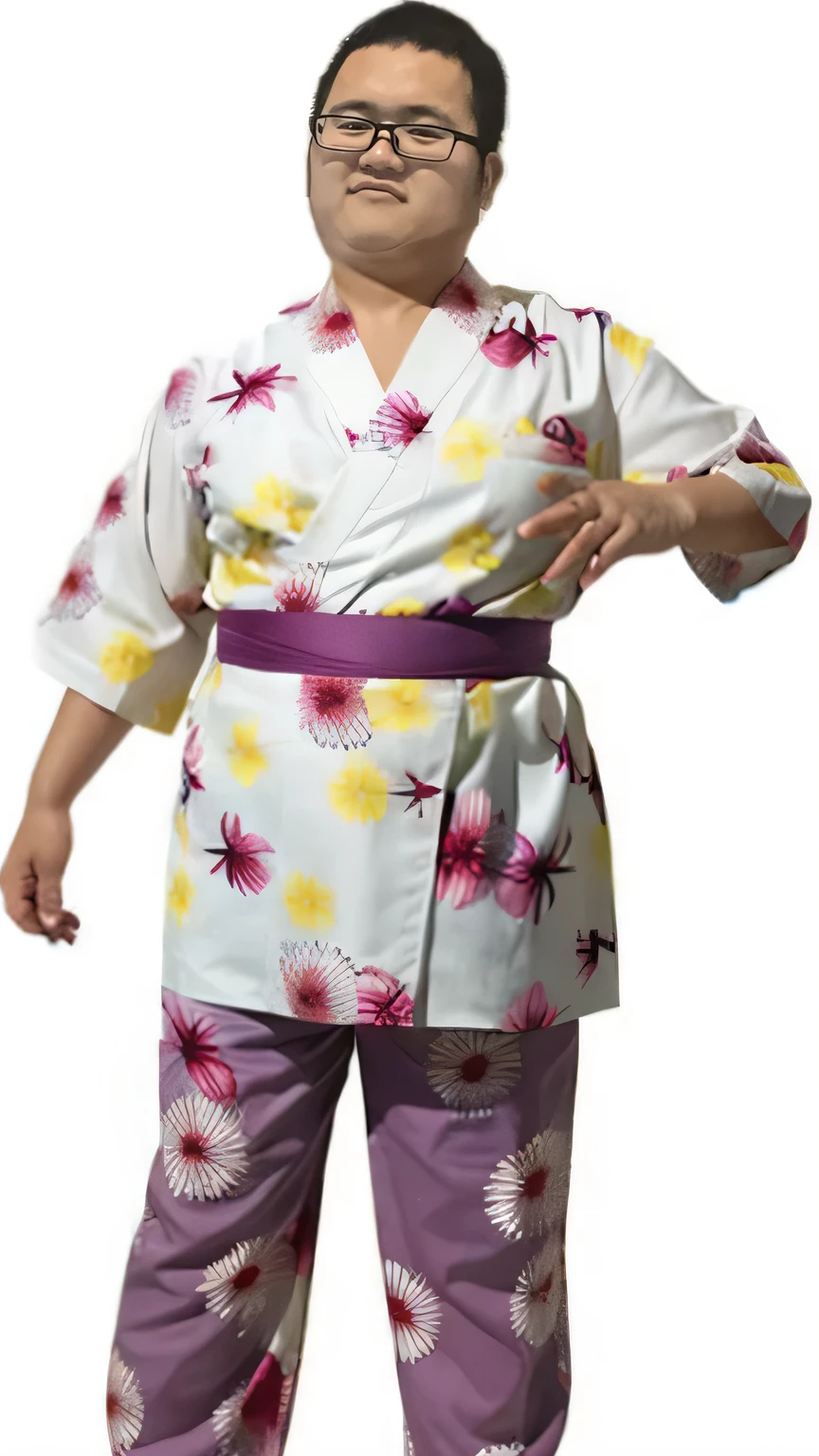 Men in yukata、butterfly々The design、fat man