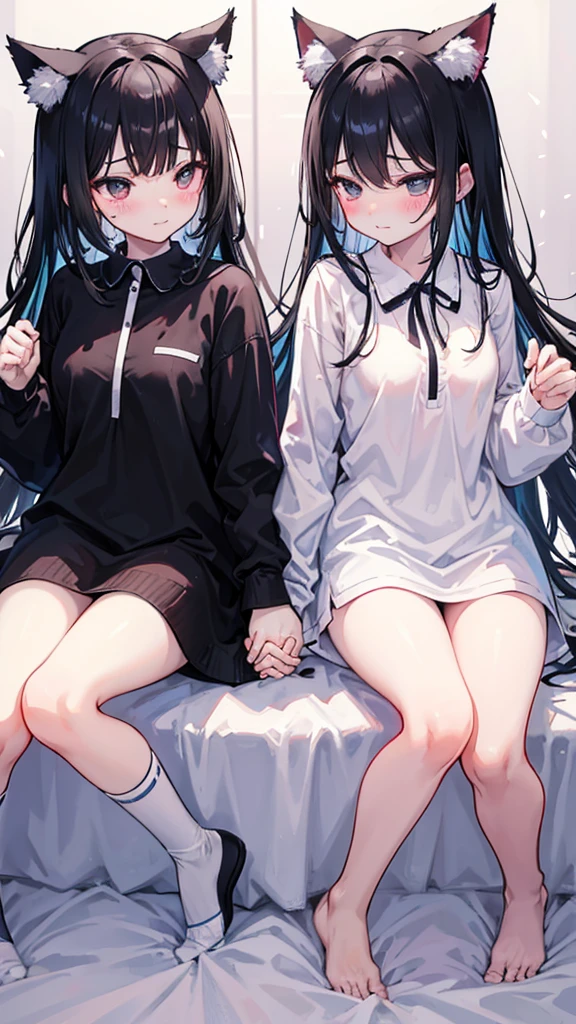 18-year-old Shota,cute,Wear a white long-sleeved shirt and a black work tie,Wear black pants,Wear black booties,Wear white gloves,wear cat ear,Black hair,Black eyes,Very thin waist,Very thin legs,Handsome,Disdainful and cold expression,shy,blush,Sweating,porn,Is giving sexual assault,Glove removal action