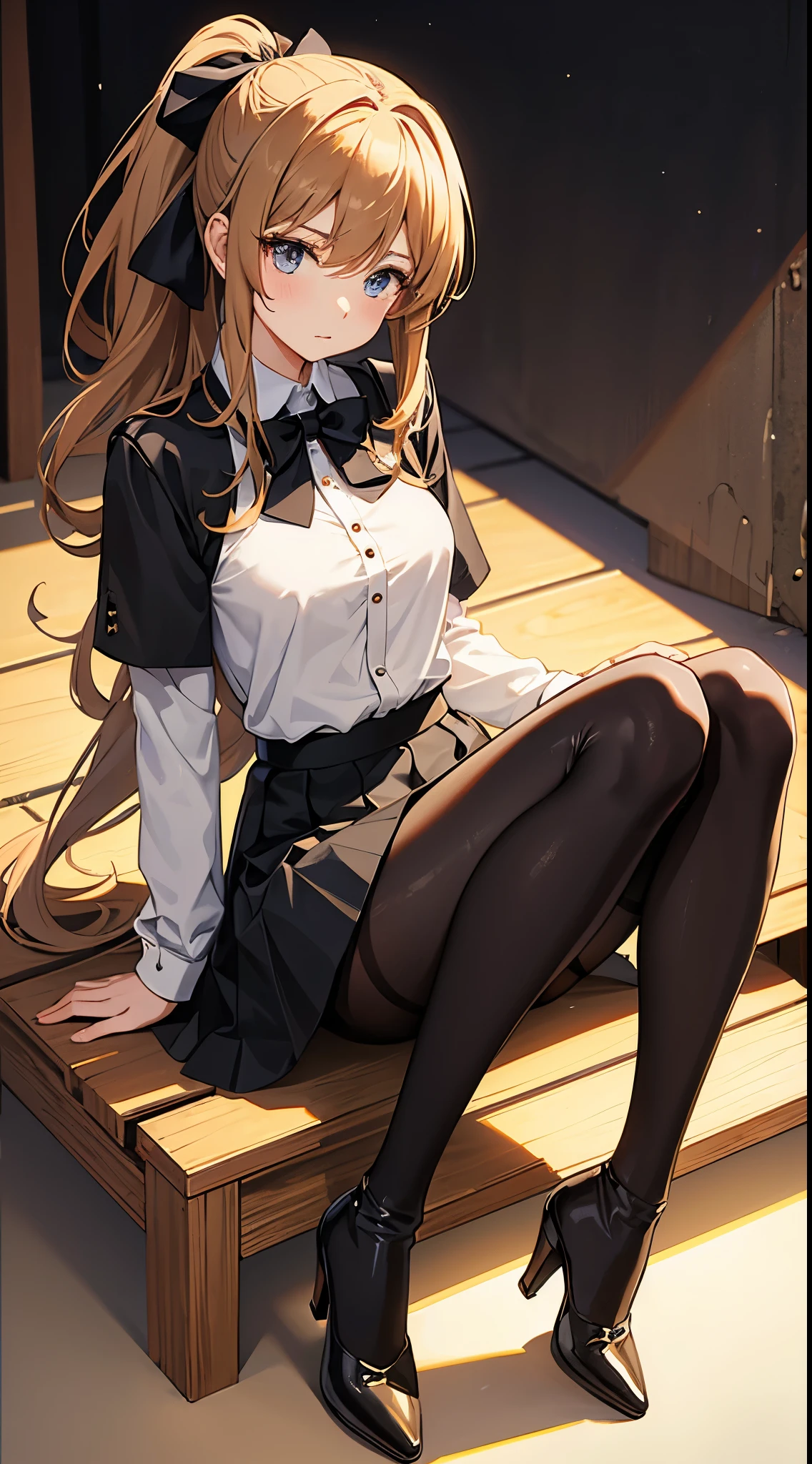 (The whole body from head to toe)、(Full Body)、(No shoes)、(blackpantyhoseの内側に白いパンティ)、(blackストッキングの内側に白いパンティ)、(Panty shot)、(Sitting with legs together)、(Sit with your knees bent and your legs apart)、(M-shaped legs)、Brown Hair、Long Hair、bangs、Highest quality、High resolution、8k wallpaper、(figure:0.8)、(Beautiful attention to detail:1.6)、(Highly detailed face)、Perfect lighting、Highly detailed CG、Perfect hands、Perfect Anatomy、Thin legs、(Small Tits)、Sitting on the floor、Sleep on your back、Spread your legs、Look forward、Configuration from below、Positive、Turn your lower body forward、In 8K、Highest quality、The real picture、Intricate details、Ultra-detailed、超High resolution、Depth Field、(Photorealistic、Realistic:1.2),masterpiece, 0.25 :: Front shot、From the center、One Girl、Very beautiful 17 year old girl、See the face and feel、Big eyes、Sexy pose、Fascinating、Perfect Skin、(Small breasts)、Narrow waist、Light blush、solo、Looking at the audience、Five perfect fingers、Small toes、sweating、 wear((School_uniform)、White shirt、Collared shirt、Pleated dress、Grey Dress、(black_pantyhose:1.2)、 blackストッキング、blackpantyhose、(Sculpture Pose:1.1)、 Showing her white panties、Panty shot、Spread your legs、Open legs、Wide-open legs、bedroom 、On the bed