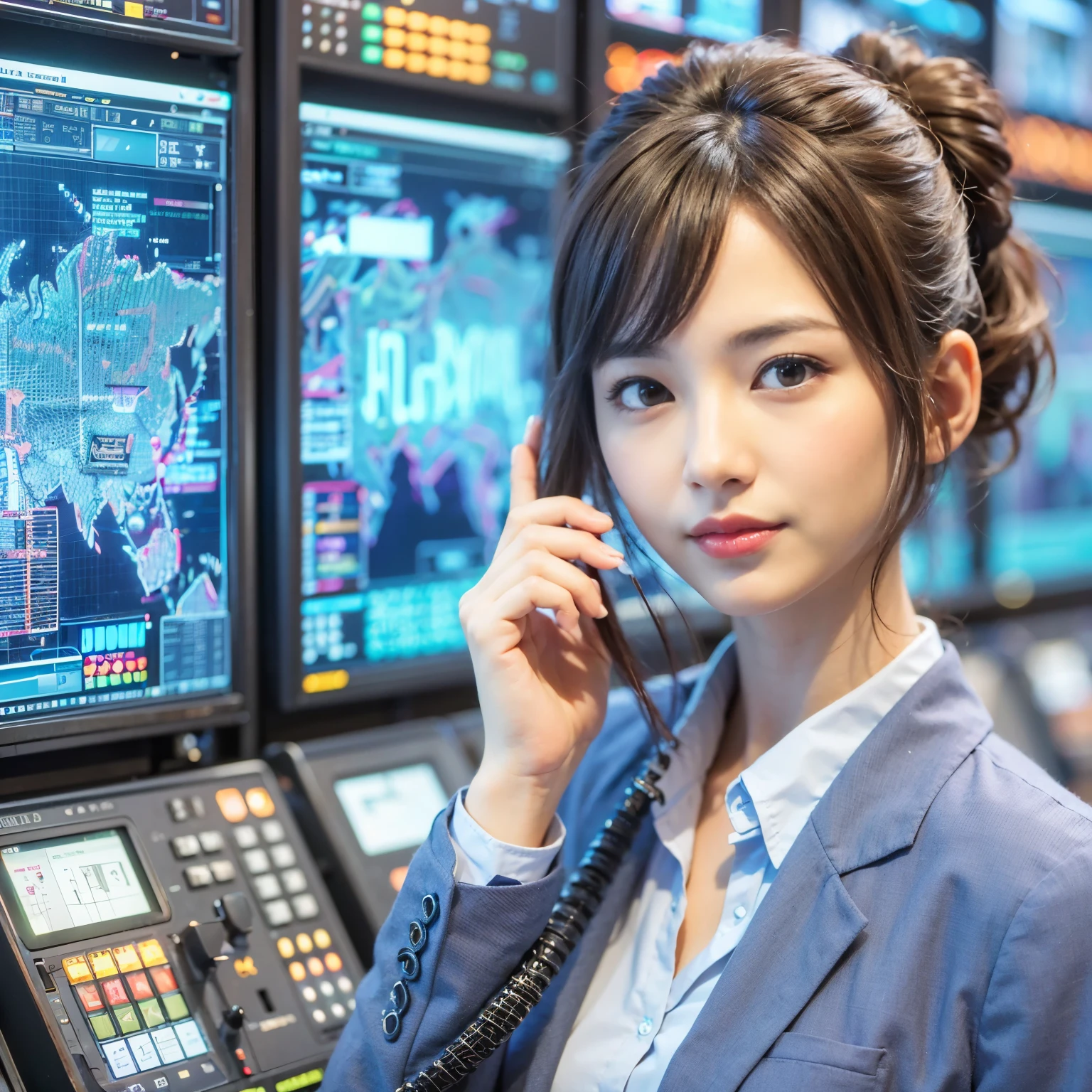 (best quality,4k,8k,highres,masterpiece:1.2), ultra-detailed, (realistic, photorealistic, photo-realistic:1.37), samurai armor, traditional Japanese sword, beautiful girl, kawaii, ponytail, super detailed, hyper-realistic texture, realistic, lifelike photography.