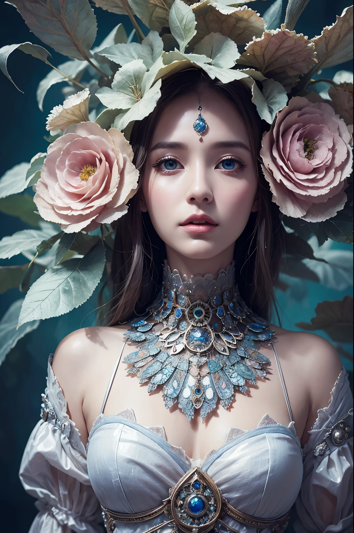 fog, light, dust, royal fractal, holographic cosmic flowers, illustration, mixed technique by Pablo Amaringo "Merriam, Nikolina Petolas, Peter Grik, Dariusz Klimczak, surreal hallucinatory, intricately detailed sharp focus", digital art, perfect composition, beautiful detailed, intricate, insanely detailed octane rendering trending on artstation, 8k art photography, photorealistic concept