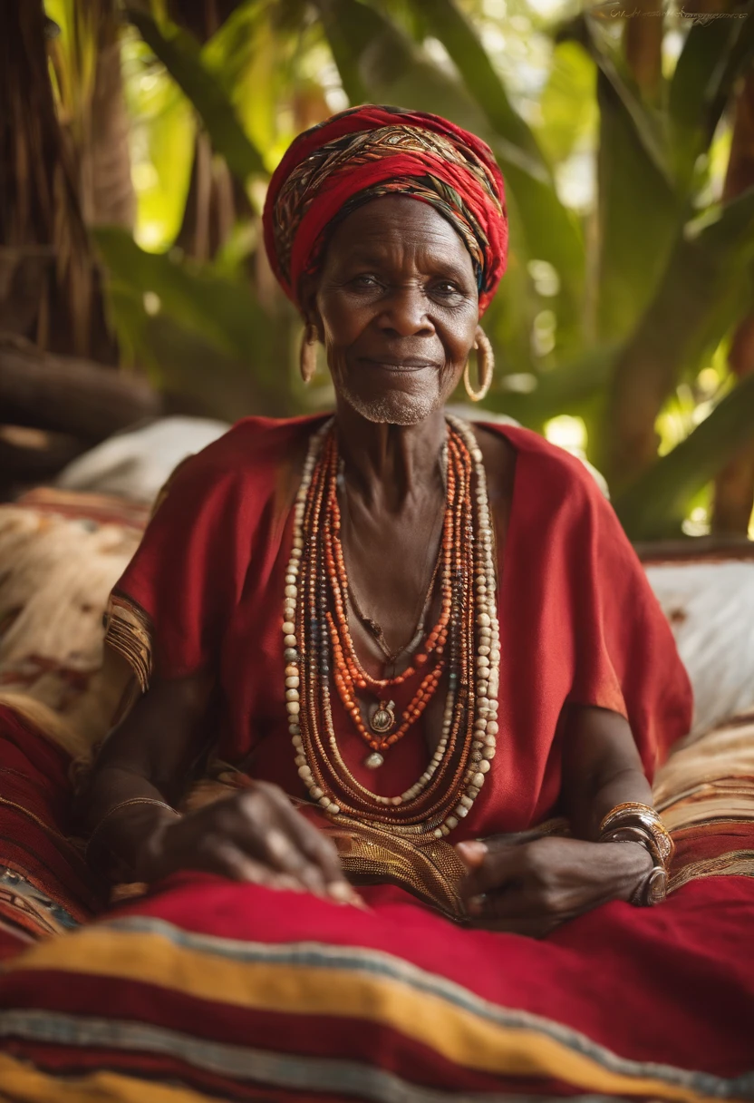 um velho deitado na cama, de trajes africanos, roupas massay, roupas zulu, deitado de corpo inteiro na cama de uma cabana. doente, velho preste a morrer, velhos acamado e deitado, doente, old elder in clothes of ancient massay tribes