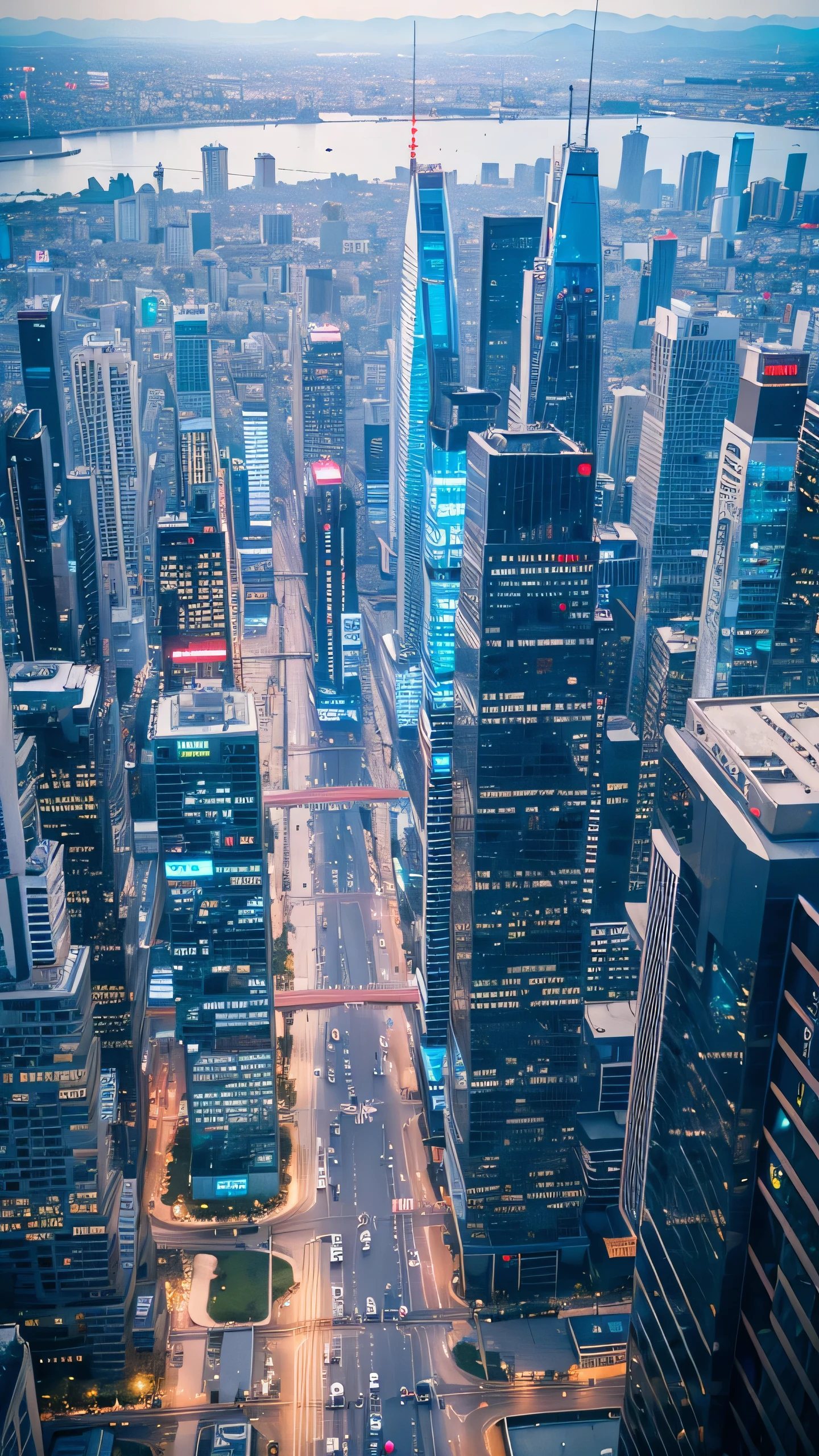 Highest image quality,drone photography,future city,cityscape